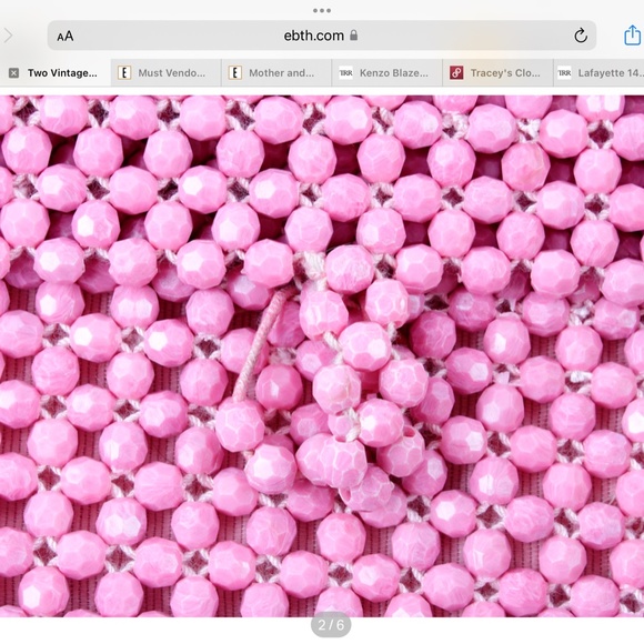 Vintage pink beaded crossbody bag with gold chain - Picture 2 of 4